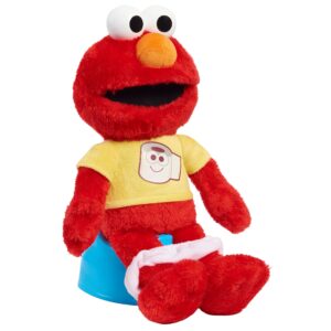 SESAME STREET Potty Time Elmo 12-Inch Sustainable Plush Stuffed Animal, Sounds and Phrases, Potty Training Tool, Officially Licensed Kids Toys for Ages 18 Month by Just Play, Medium