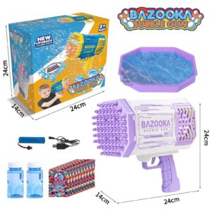 Bubble Machine Gun, 69 Holes Bubbles Gun Kids Toys for Boys Girls Age 3 4 5 6 7 8 9 10 11 12 Year Old, Summer Outdoor Toy Birthday Wedding Party Favors Gifts