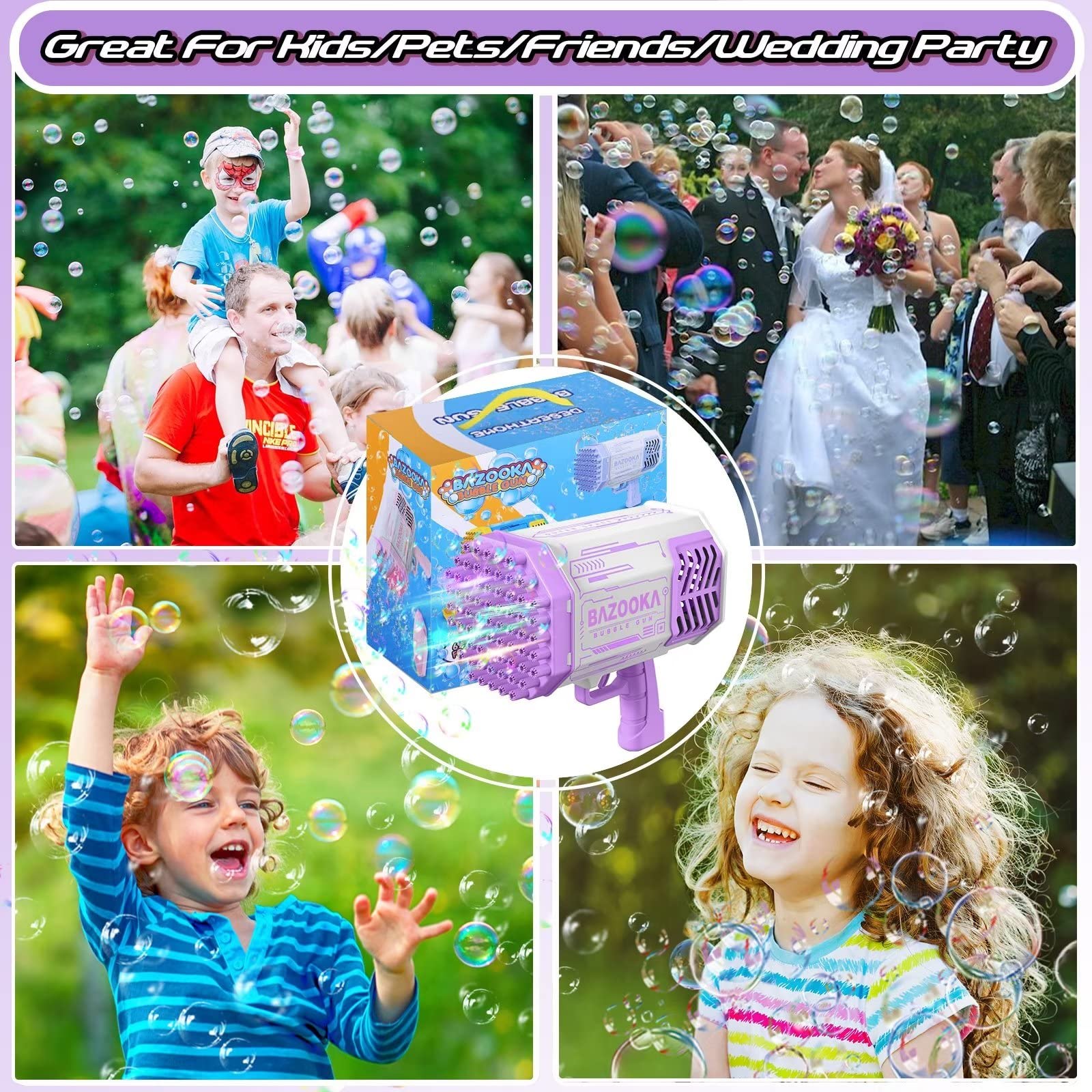 Bubble Machine Gun, 69 Holes Bubbles Gun Kids Toys for Boys Girls Age 3 4 5 6 7 8 9 10 11 12 Year Old, Summer Outdoor Toy Birthday Wedding Party Favors Gifts