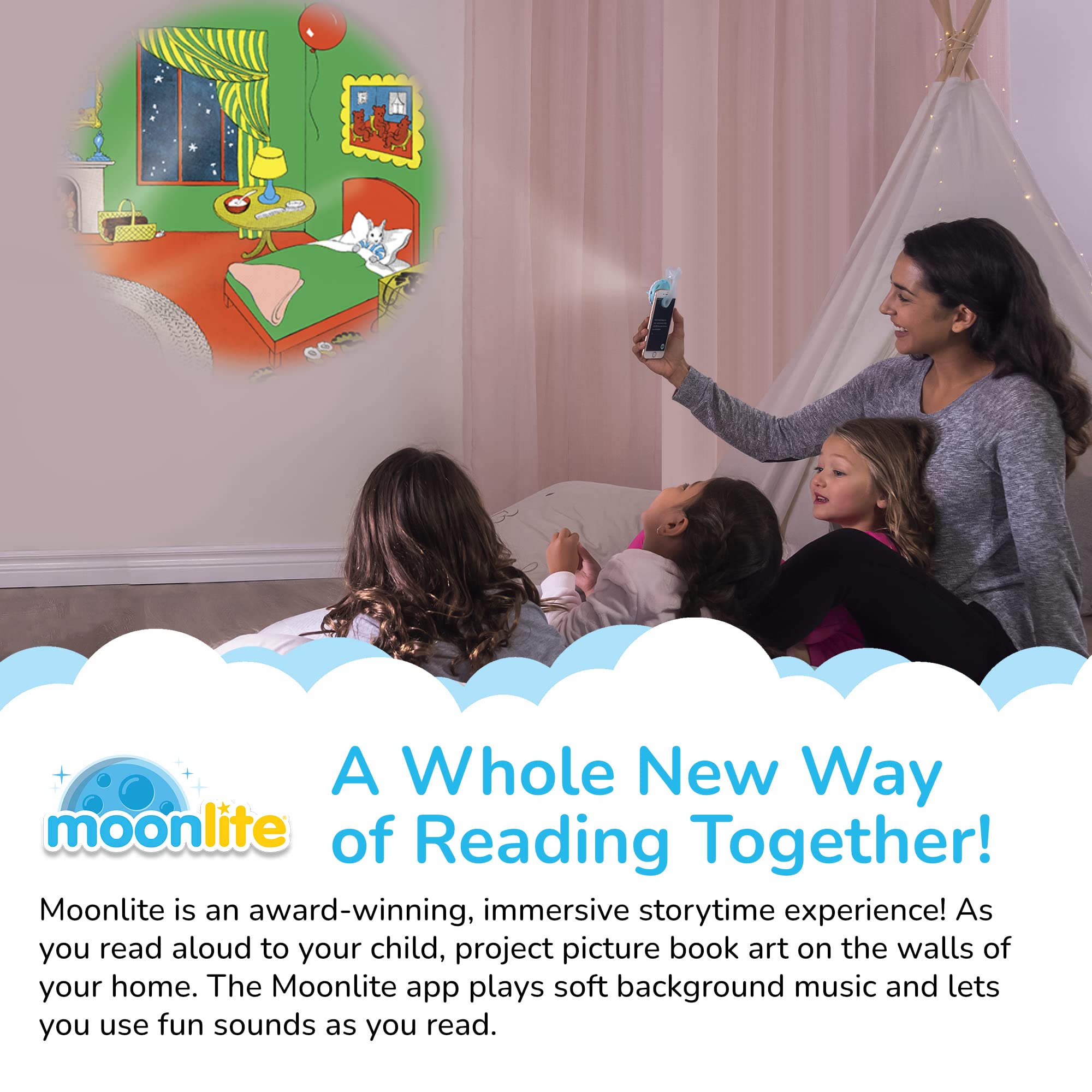 Moonlite Storybook Reels for Flashlight Projector, Kids Toddler | Goodnight Moon | Story Reel Pack for 12 Months and Up