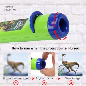 Georgie Porgy Children Projector Toys Educational Science Set Wall Ceiling Tent Torch Flashlight for Kids Gifts for Boys Girls (Dinosaur)