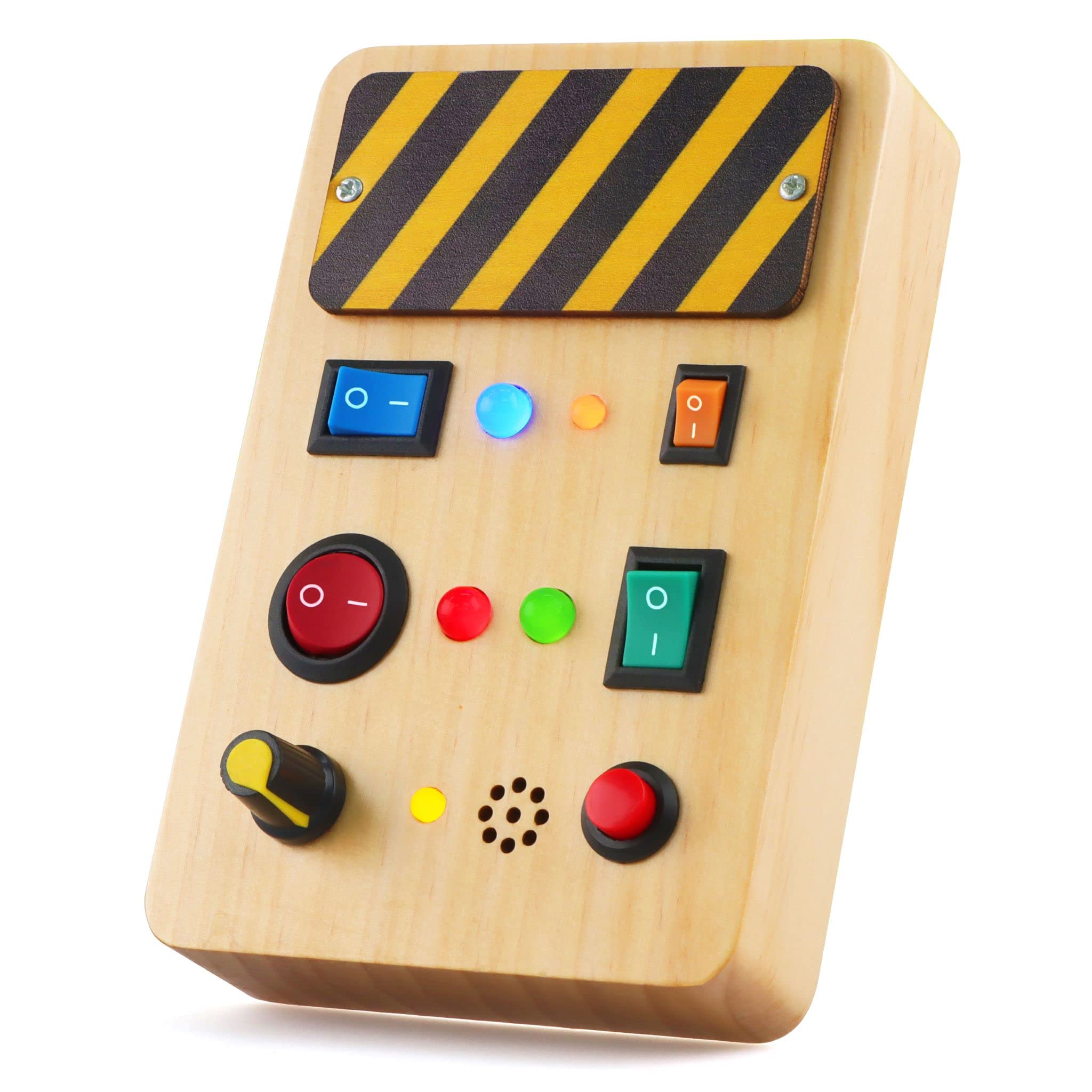 Ouriky Busy Board Toys for Ages 2-4 Toddler Boy Toys 2-3, Wooden Travel Toys with Light Up LED Buttons, Sounds Educational Learning Toys Toddler Gifts for 2-5 Boys Girls