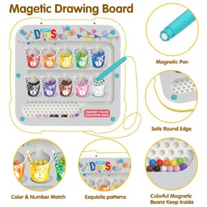 2 In 1 Magnetic Color and Number Maze & Magnetic Drawing Board, Double-Sides Color Matching Learning Counting Puzzle & Drawing Magnet Board, Learning Activities Educational Toys for 3+ Boys Girls