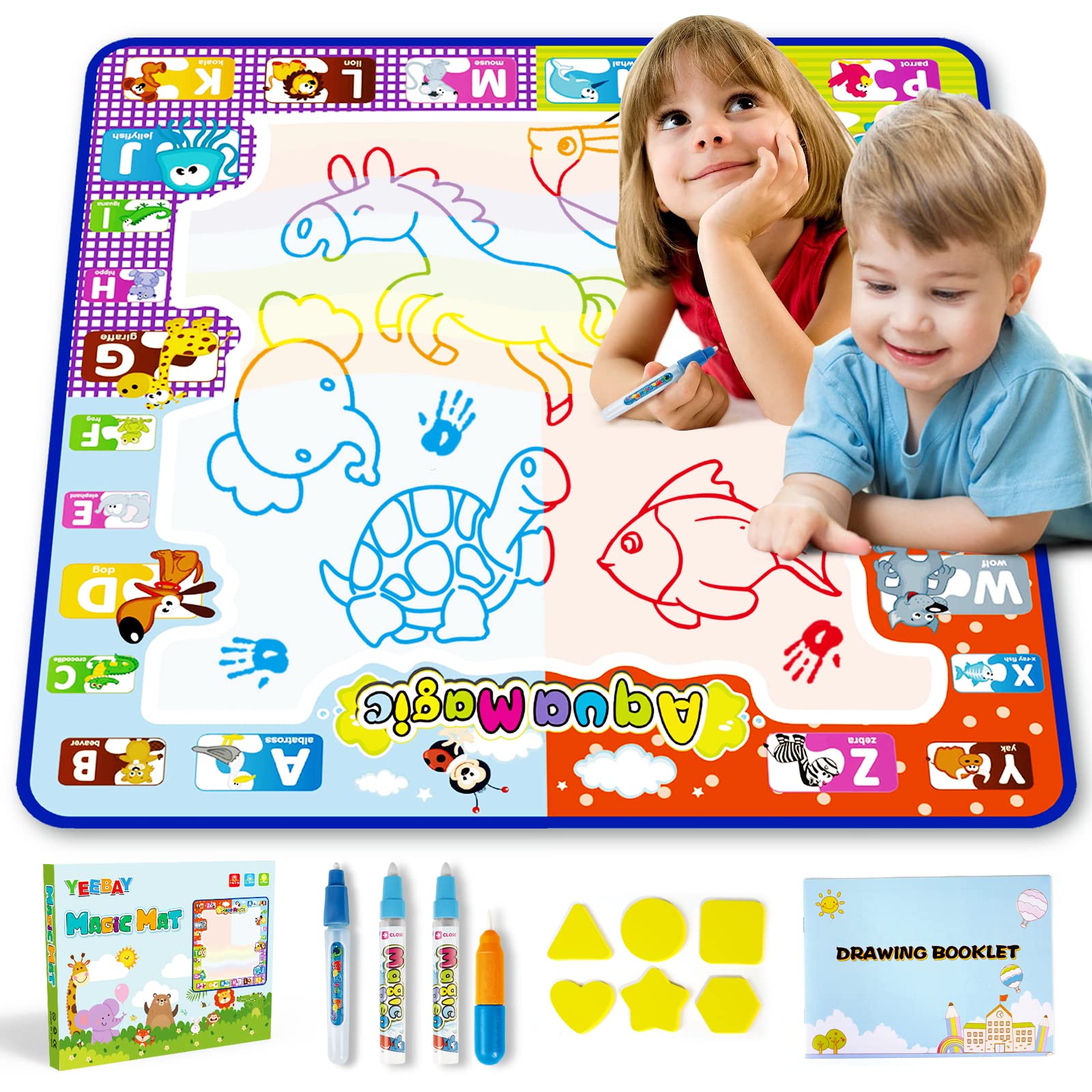 YEEBAY Water Doodle Mat,Learing Toys for 3,4 Year Old Girls/Boys - Mess Free Painting Writing Doodle Activity Mat - Ideal Gifts for Aged 3+ Toddler, Kids