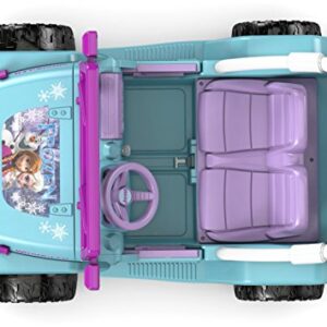 Power Wheels Disney Frozen Jeep Wrangler Ride-On Battery Powered Vehicle with Music Sounds & Storage, Preschool Kids Ages 3+ Years​, Baby Blue/Purple