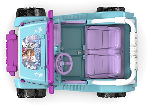 Power Wheels Disney Frozen Jeep Wrangler Ride-On Battery Powered Vehicle with Music Sounds & Storage, Preschool Kids Ages 3+ Years​, Baby Blue/Purple