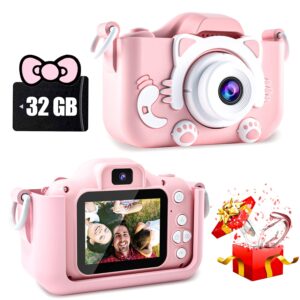 cimelr kids camera toys for 3 4 5 6 7 8 9 10 11 12 years old boys/girls, kids digital camera for toddler with video, birthday festival for kids, selfie camera for kids, 32gb tf card