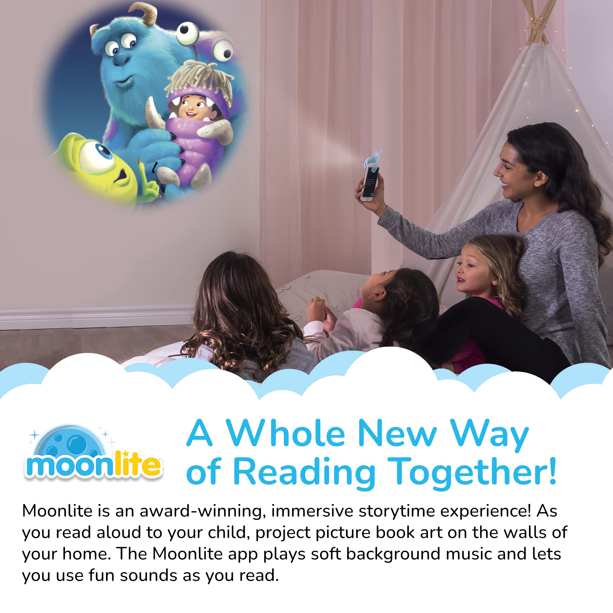 Moonlite Storytime Storybook Reels, 2 Story Set, Mickey and Friends A Perfect Picnic and Monsters Inc, Digital Stories for Projector, Toddler Early Learning Gifts for Kids Ages 12 Months and Up