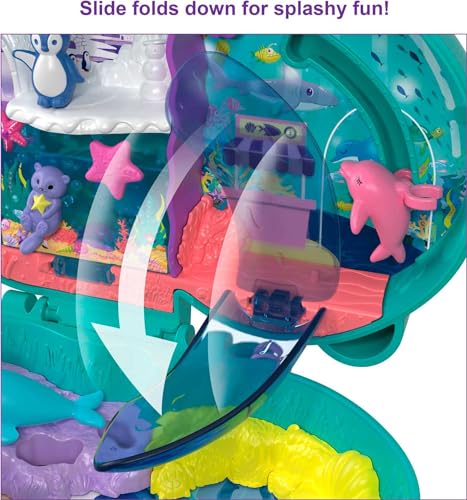 Polly Pocket Compact Playset, Otter Aquarium with 2 Micro Dolls & Accessories, Travel Toys with Surprise Reveals (Amazon Exclusive)