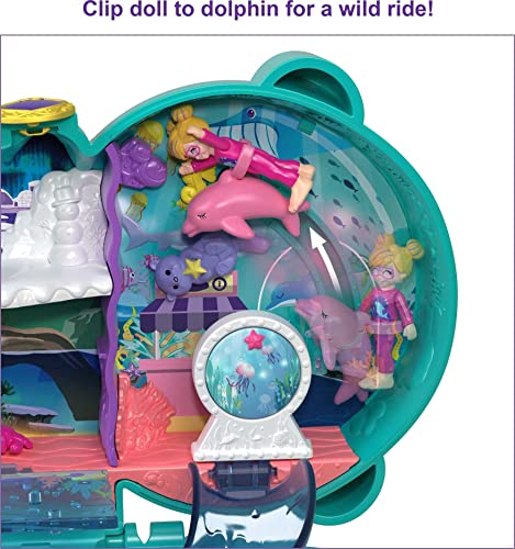 Polly Pocket Compact Playset, Otter Aquarium with 2 Micro Dolls & Accessories, Travel Toys with Surprise Reveals (Amazon Exclusive)