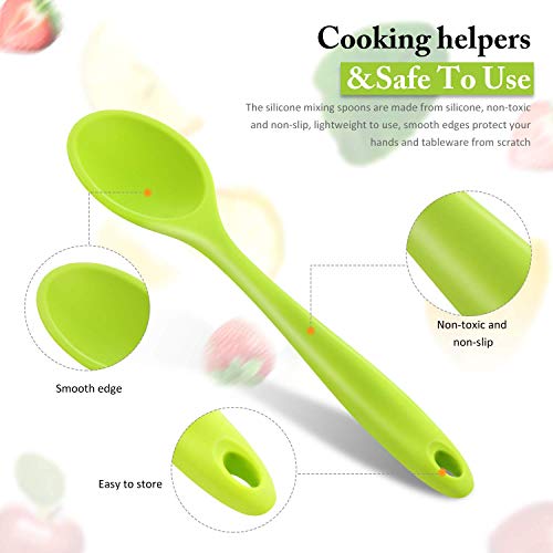 4 Pieces Silicone Mixing Spoon Heat Resistant Basting Spoon Utensil Spoon Non-stick Spoon for Mixing, Baking, Serving and Stirring