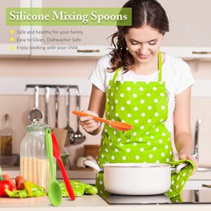 4 Pieces Silicone Mixing Spoon Heat Resistant Basting Spoon Utensil Spoon Non-stick Spoon for Mixing, Baking, Serving and Stirring