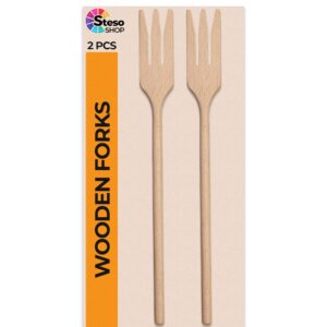 wooden forks for cooking - 2 pcs wood fork set perfect size great for cooking - salad pasta grill tasting fork wood - wood kitchen utensils