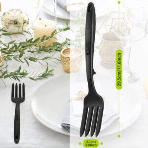 2 Pcs Silicone Flexible Fork Silicone Fork Heat-Resistant Cooking Fork Dishwasher Safe Blending Fork Kitchen Non Stick Fork Ultimate Fork for Mix Ingredients, Mash Food, Whisk Eggs (Black)