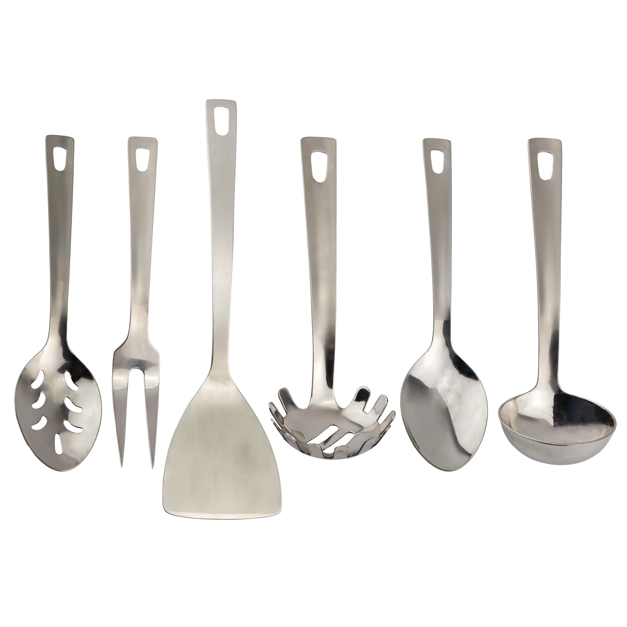 Darware Complete Serving Spoon & Utensil Set (6-Piece Set); Includes Pasta Server, Fork, Spoon, Slotted Spoon, Ladle, & Cake/Casserole Server