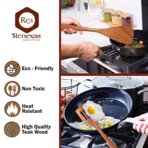 Renexas 9 Pcs Wooden Spoons for Cooking Utensils, Natural Teak Wooden Cooking Spoons with Nonstick Spatula Set, Bamboo Kitchen Utensils With Holder, Wood Spoon Set for Kitchen Essentials