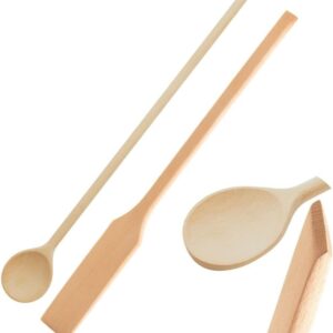 Mr.Woodware Wooden Kitchen Utensils- 24 Inch Long Handle Beech Wood Wok Spatula and Cooking Spoon - 2 in 1 Wooden Cooking Utensils Set for Mixing in Big Stock Pots Cauldron (Spoon & Spatula)