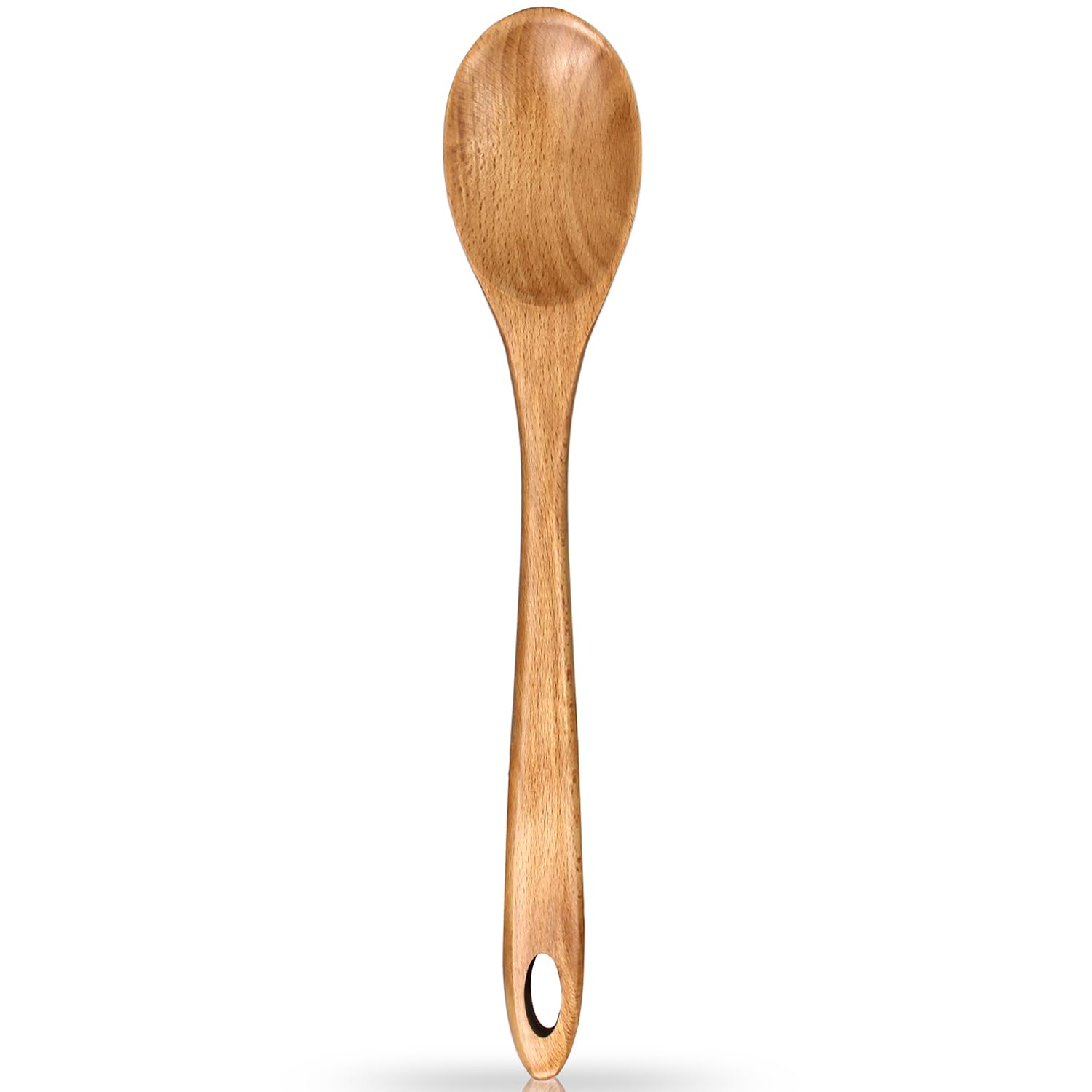 12.5 Inch Large Wooden Spoon for Cooking Utensils Serving Spoon Beech Wood Spatula Long Handle Stirring Spoon Non Stick Kitchen Utensil Big Mixing Cooking Spoon