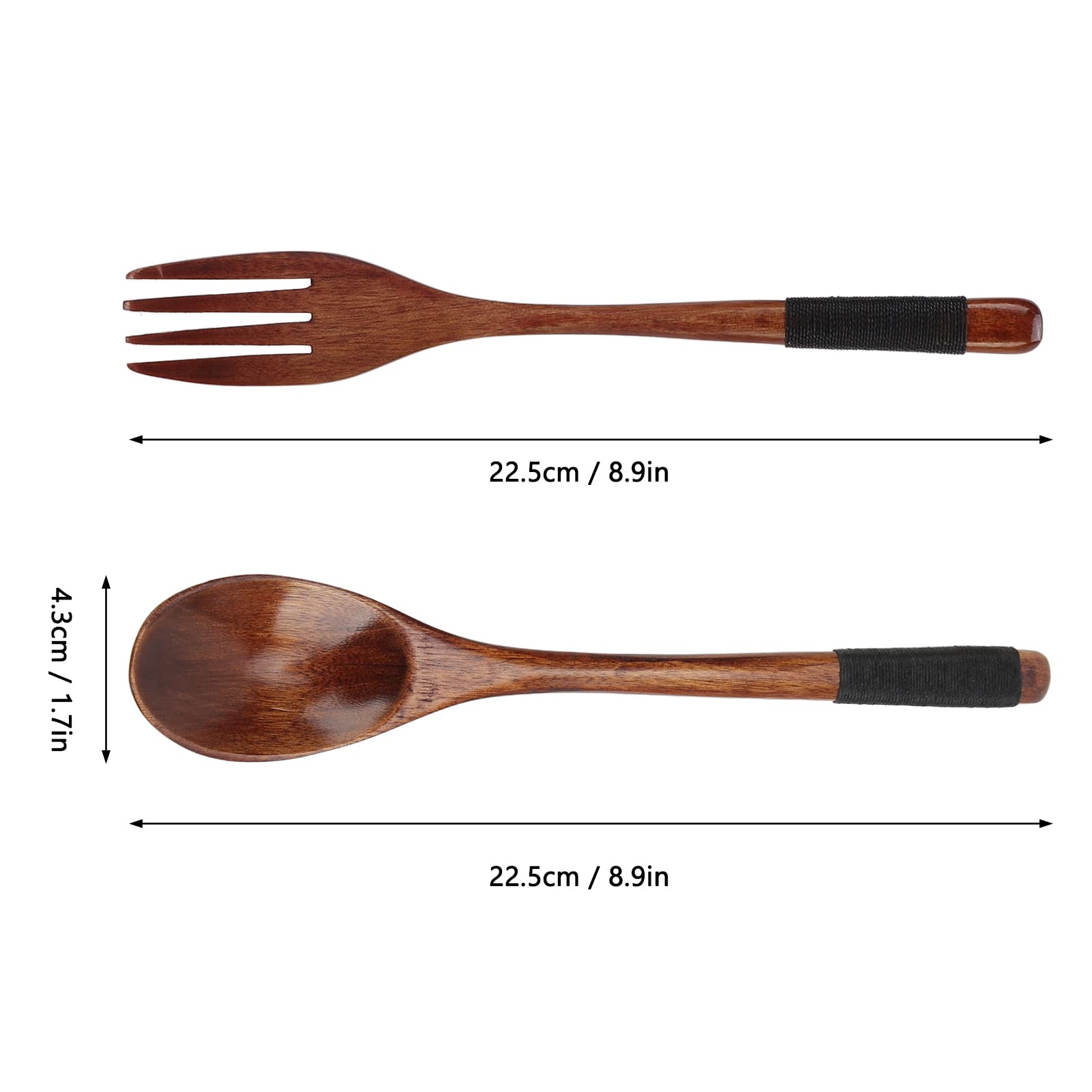 Pssopp 6Pcs Japanese Spoon Fork Set Wooden Spoon Fork Japanese Wooden Tableware Wooden Ladle Spoon and Fork Set for Cooking Stirring Eating