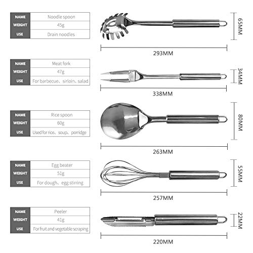 Classic 13 Pcs Stainless Steel Kitchen Utensils Spoon Skimmer Shovel Spatula Meat Fork Whisk Cooking Utensils Tableware