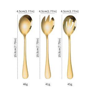 Cooking Spoons 3Pcs Salad Spoon Fork Stainless Steel Cutlery Set Serving Spoon Set Colorful Spoons For Dining Table Kitchen Gadget Table Spoons