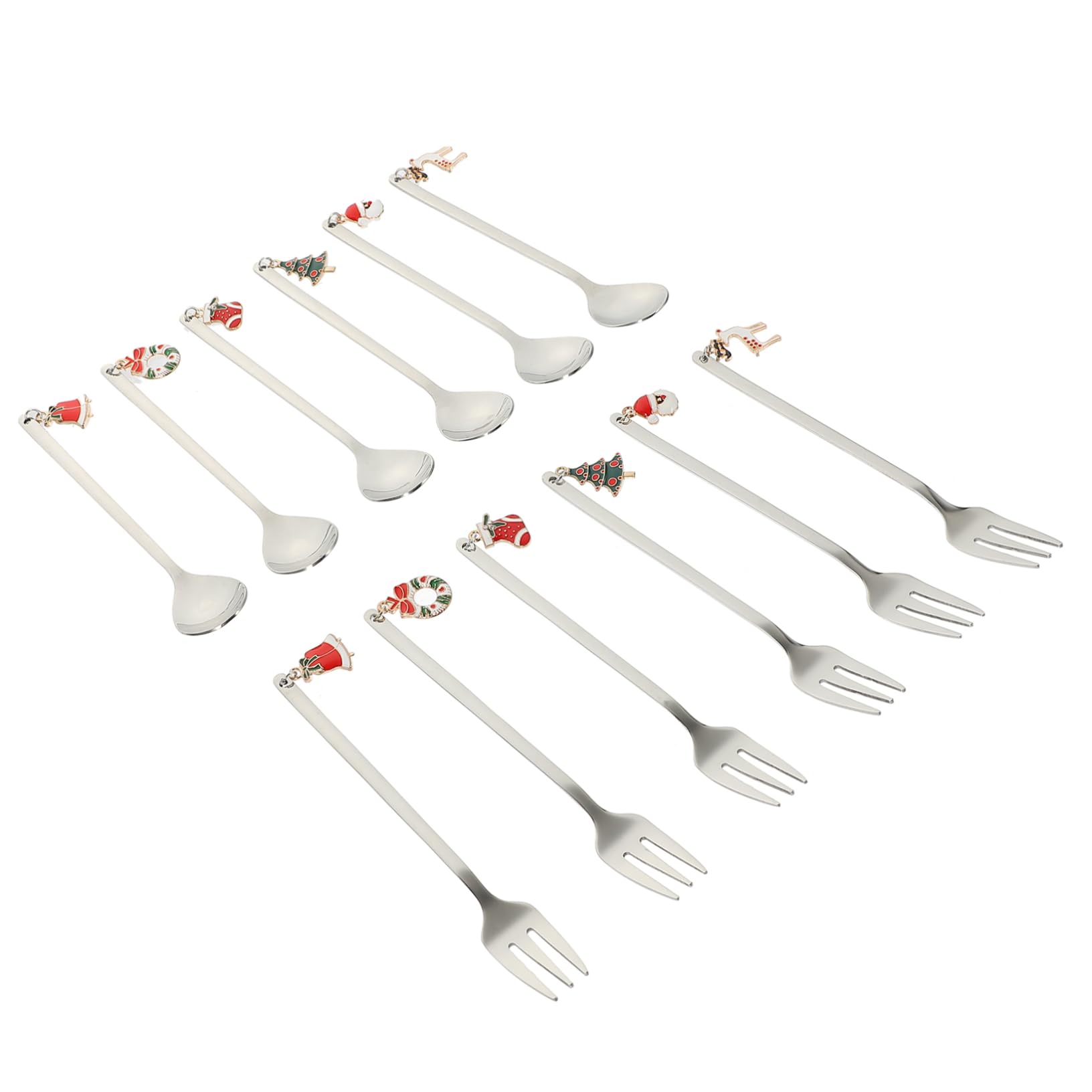 DOITOOL 1 Set Christmas Cutlery Set Christmas Elements Forks and Spoons Fruits Eating Forks Condiments Spoon Multipurpose Eating Spoons Tasting Spoon Cake Fork Stainless Steel Small Tools