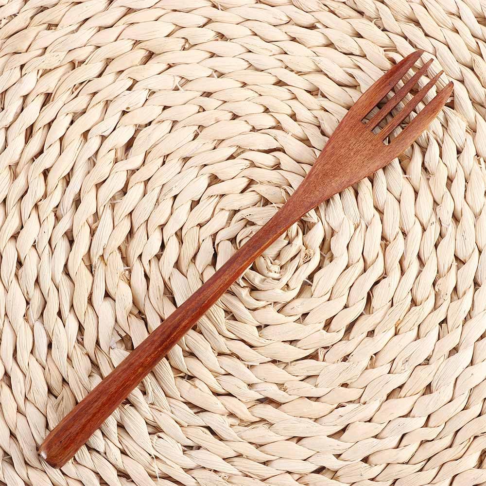 Leadigol 10PCS Wooden Spoons Forks Set Kitchen Tableware Reusable Eco-Friendly Tableware Teaspoon Wooden Forks Salad Dinner Fork Tableware Dinnerware