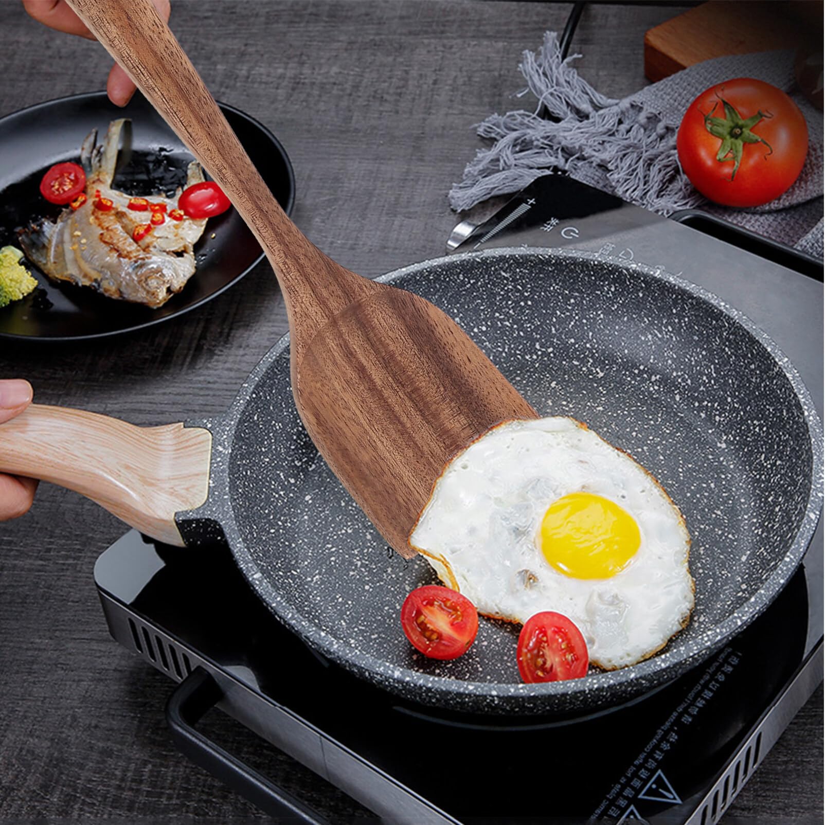 Kichvoe 1 Set Kitchen Utensils Tools Soup Cooking Spoon Housewarming Gift Kitchen Gadgets Non-stick Pan Utensil Soup Spoon Colander Spoon Wok Utensils Cooking Shovel Wood Suite Long Handle