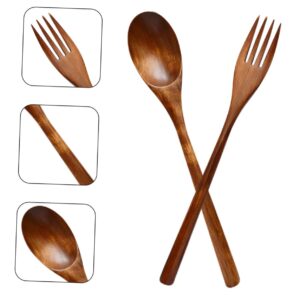 Abaodam 1 Set Wooden Fork and Spoon Wooden Forks Cake Spoon Wooden Spoons for Eating Wooden Food Spoon Wooden Teaspoons Mini Cake Forks Dessert Spoon Ice Cream Spoon Human Body Fruit