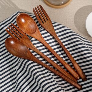 Home long handle winding wooden spoon wooden fork creative spoon fork chopsticks set