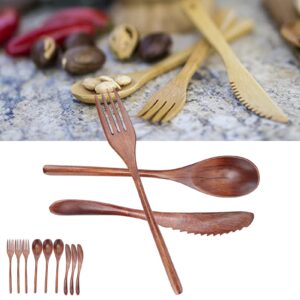 9Pcs Wooden Knife Fork Spoon Wooden Dinner Utensil Set Kitchen Dinnerware Portable Utensils for Parties Weddings Barbeques and Other Special Occasions