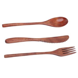 Wooden Cutlery Set Scratch Proof Durable Portable Heat Resistant Wooden Spoon Fork Cutter Tableware with Box for Dessert Salads Noodles