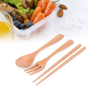 Portable Chopsticks Spoon Tableware, Cutlery Fork Kit with Storage Box, Wooden Cutlery Set Reusable Japanese Style Tableware Set for Kitchen, Home, Camping, Picnic