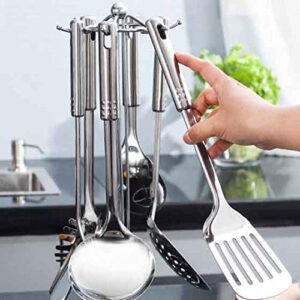 7Pcs Kitchen Utensils Set Stainless Steel Cookware Cooking Tool Soup Spoon Spatula Fork Shovel with Frame Kitchenware Kit