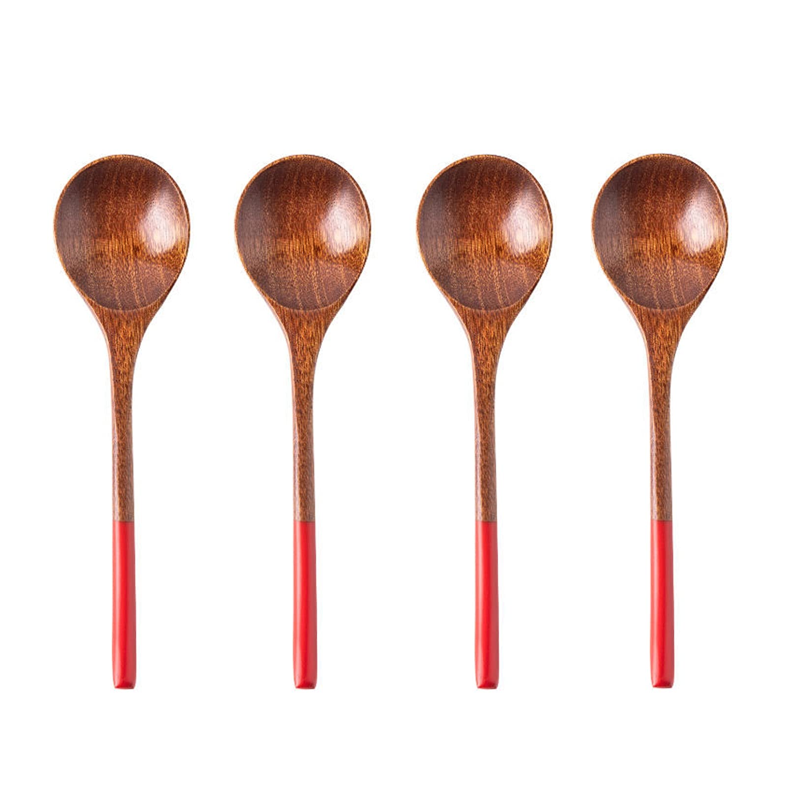 Cooking Spoons 4 Pcs Creative Japanese Style Wooden Spoon Teaspoons Handmade Wood Iced Tea Spoons Small Stirring Spoon Espresso Mixing Spoons Table Spoons