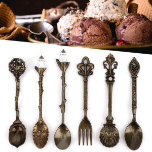 Spoon Accessory Fork Coffee Cutlery Spoons Decorative Spoon Fork Spoon for Retro Bronze Palace Style Zinc Alloy for Set Slotted Spoons (Green bronze (love fork handle))