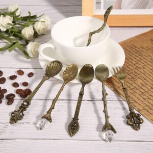 Spoon Accessory Fork Coffee Cutlery Spoons Decorative Spoon Fork Spoon for Retro Bronze Palace Style Zinc Alloy for Set Slotted Spoons (Green bronze (love fork handle))