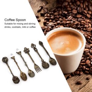 Spoon Accessory Fork Coffee Cutlery Spoons Decorative Spoon Fork Spoon for Retro Bronze Palace Style Zinc Alloy for Set Slotted Spoons (Green bronze (love fork handle))