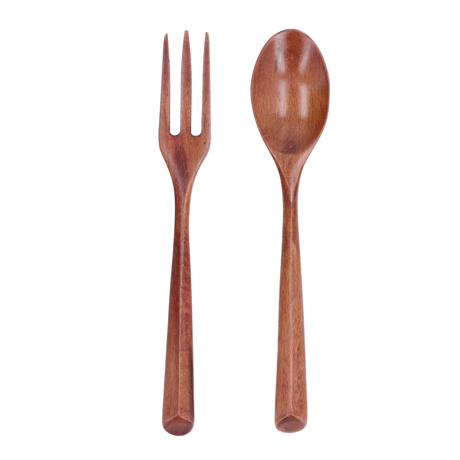 Wooden Fork Spoon Set 2Pcs Large Lacquered Wood Tableware Dinnerware Triangular Handle Utensil Wooden Spoon Spoon Fork