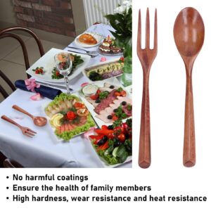 Wooden Fork Spoon Set 2Pcs Large Lacquered Wood Tableware Dinnerware Triangular Handle Utensil Wooden Spoon Spoon Fork