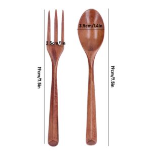 Wooden Fork Spoon Set 2Pcs Large Lacquered Wood Tableware Dinnerware Triangular Handle Utensil Wooden Spoon Spoon Fork