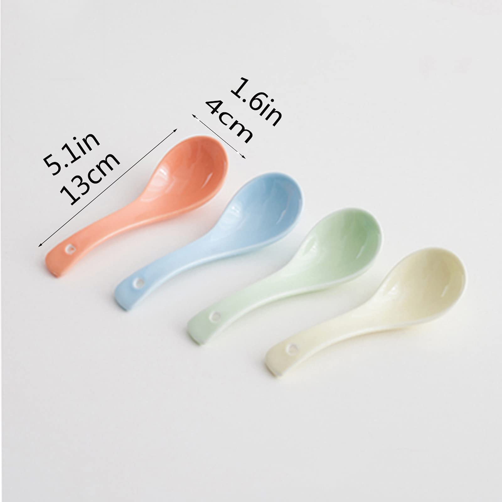 Cooking Spoons Ceramic Spoon Nordic Color Porcelain Spoon Small Soup Spoon Spoon Set Candy-colored Household Japanese-style Rice-fat Jade Porcelain Table Spoons (Size : 6 pieces)