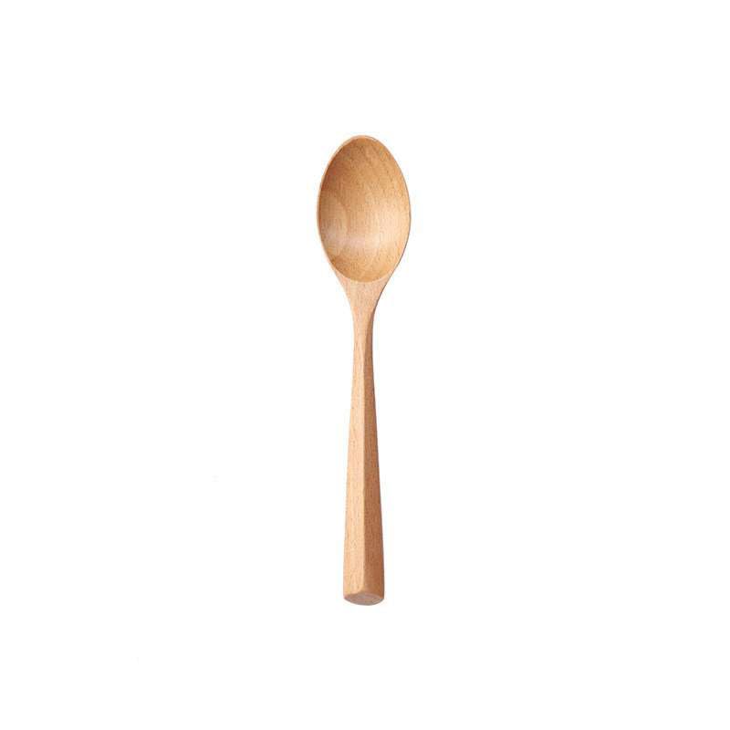 Triangular Handle Wooden Spoon Fork Set Dessert Wooden Spoon Wooden Fork Student Portable Spoon Fork