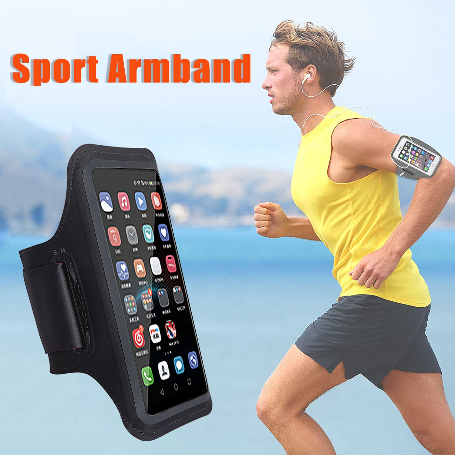 MOVOYEE Phone Holder for Running Armband Cell Phone Holder for iPhone Armband 11 12 13 14 15 Pro Max XS X XR 10 8 7 6s Plus SE Galaxy ID,Phone Armband Sleeve Fit Sport Exercise Workout Black Arm Band