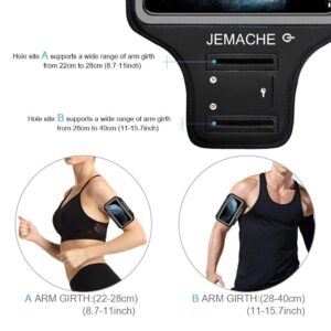 iPhone 15 Pro Max, 14 Pro Max, 15 Plus Armband, JEMACHE Gym Running Workouts Arm Band for iPhone 15/14 Plus, 15/14/13/12/11 Pro Max, Xs Max (Black)