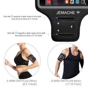 iPhone 6 7 8 SE 2020/2022 Armband, JEMACHE Fingerprint Touch Supported Gym Running Workout Arm Band for iPhone 6/6S/7/8/SE 2nd & 3rd gen with Key Holder (Black)