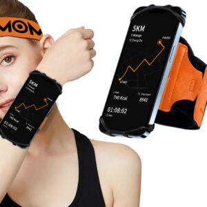 HLOMOM Running Wristband Phone Holder,Jogging Wrist Bands 360° Rotatable & Detachable Compatible with All 4.5-7 inch Cellphone for iPhone 15/14/Pro/ProMax/13/12/11/mini/XS/XR,for Workout Cycling