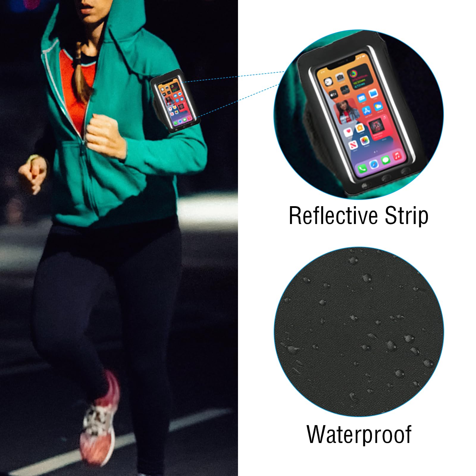 Running Armband with Air Pods Bag, Phone Holder for Running, Cell Phone Armband for iPhone 14 13 Pro 14 Plus Galaxy S23 S22 S21 S20, Water Resistant Sports Workouts Arm Band for Women & Men