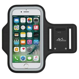 moko phone armband, water resistant running cell phone armband with key holder adjustable band compitable with iphone 11 pro, x, xs, 8, 7, 6, 6s, 5s, 5c, se, 5, 4s,4 for walking fitness, black