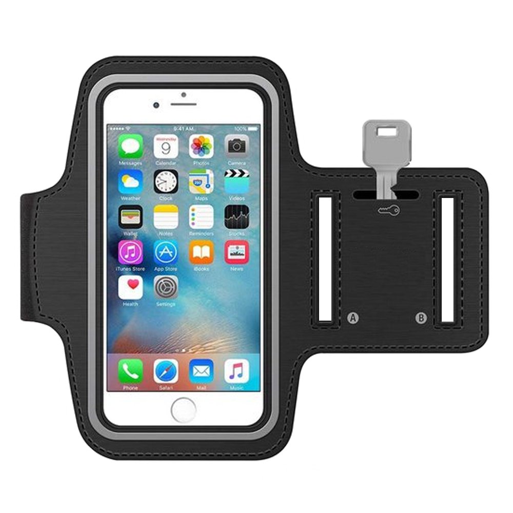 MMOBIEL Arm Phone Holder for Running Compatible with iPhone 15/14/13 Mini/12 Mini/SE 2020/8 / 7/6 and Other Models up to 6.3 inch - Stretchable Running Phone Holder Armband